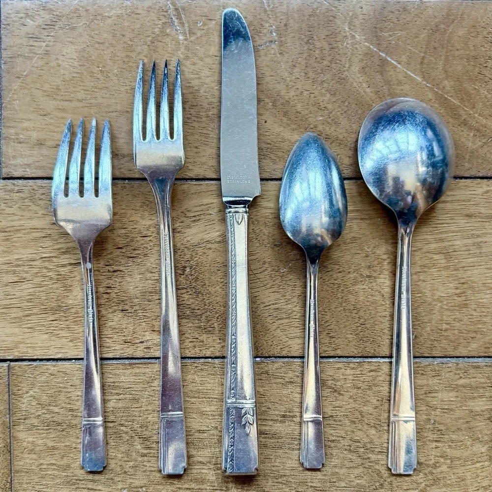 5pc VTG Antique 30s Oneida Prestige GRENOBLE Silverplate Flatware Place Setting